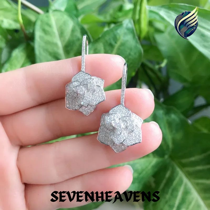 Earrings for Women D Color Flower Earring S925 Sterling Silver Wedding Gift Luxury Jewelry