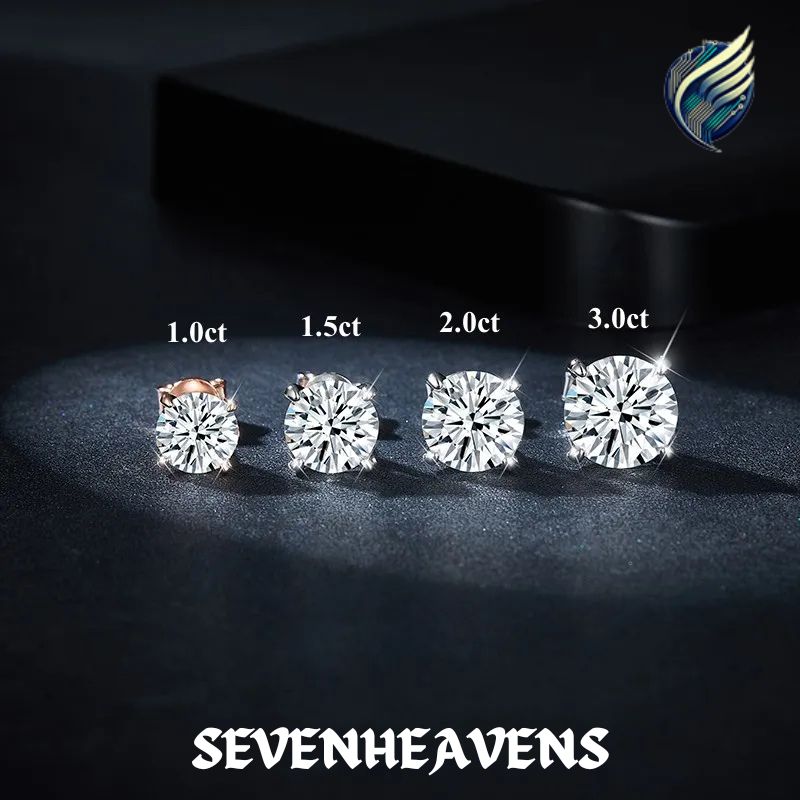 Moissanite 3.0 Carat 9.0mm  Stud Earrings for Women 925 Sterling Silver Screw Back Sparkling Wedding Jewelry Gifts