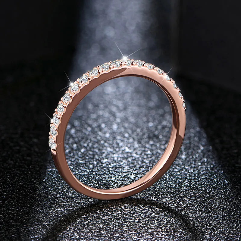 18K Rose Gold Plated Diamond Pass Test Round Excellent Cut Total 0.27 CT  Ring for Girls Cocktail Jewelry