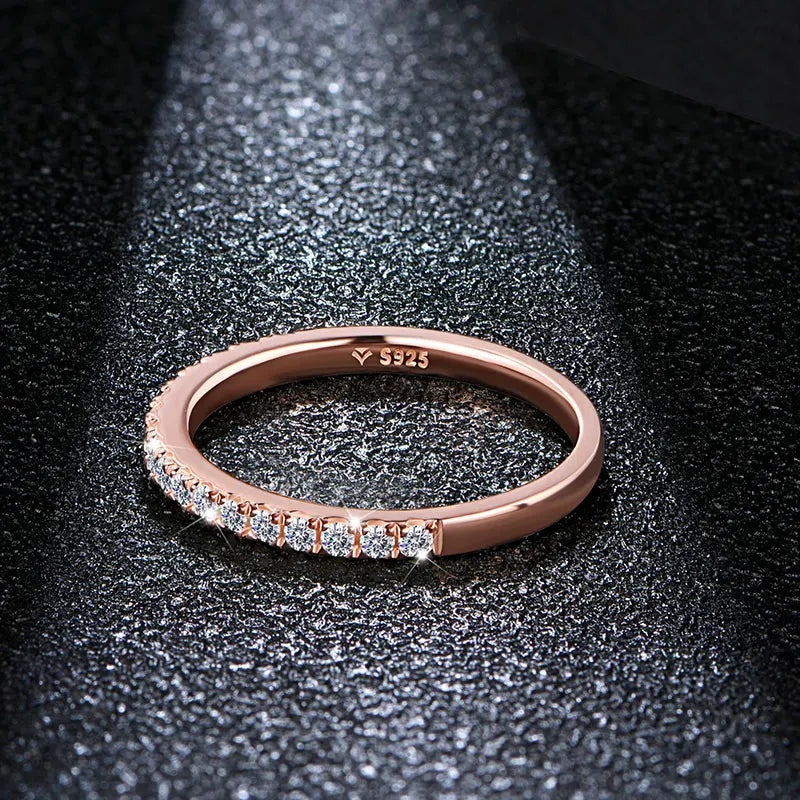 18K Rose Gold Plated Diamond Pass Test Round Excellent Cut Total 0.27 CT  Ring for Girls Cocktail Jewelry