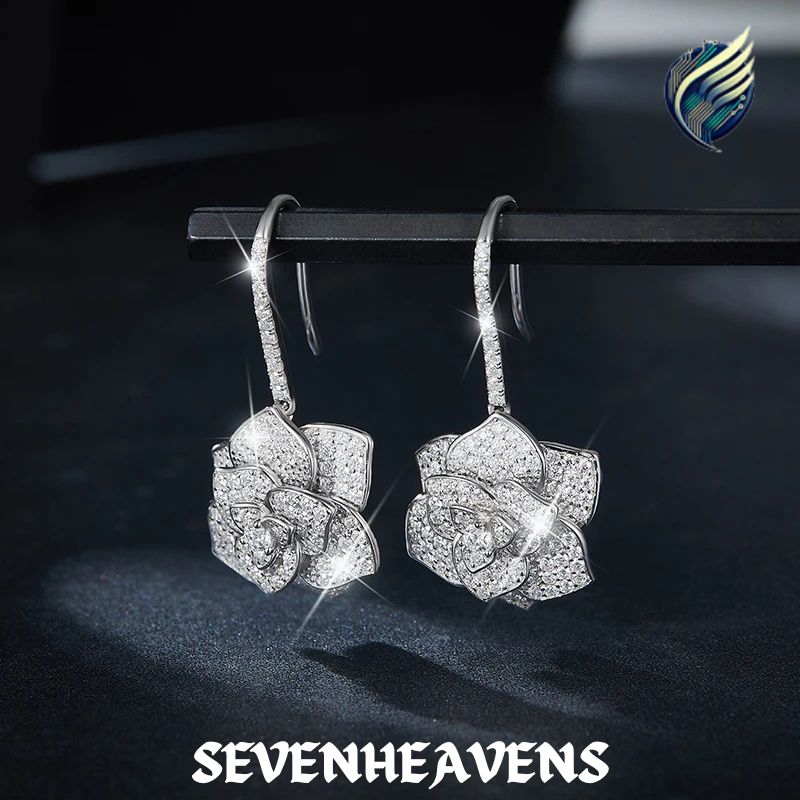 Earrings for Women D Color Flower Earring S925 Sterling Silver Wedding Gift Luxury Jewelry