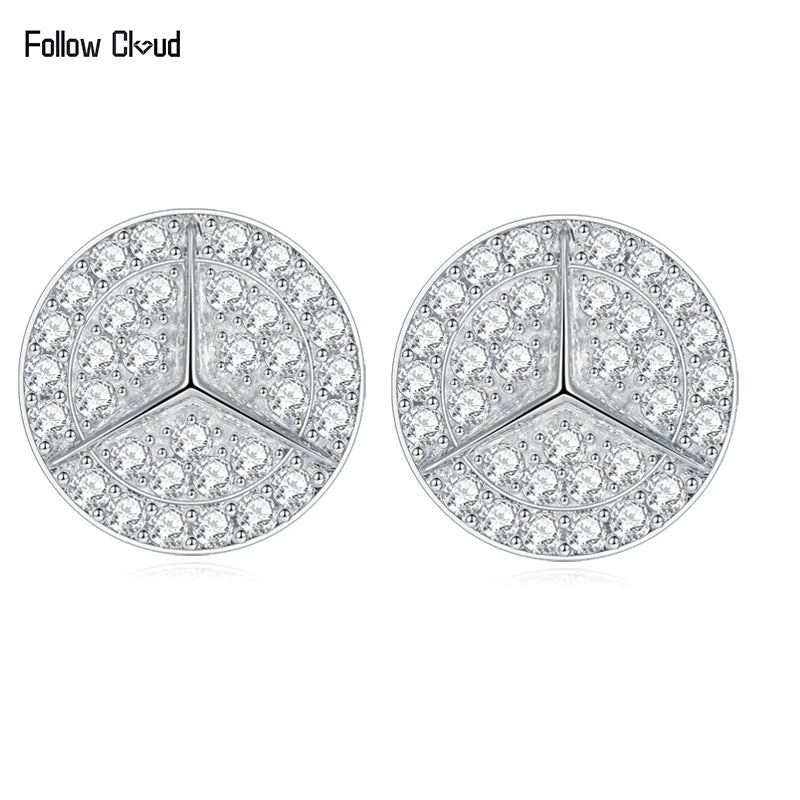 Round Star 0.8ct Cut Moissanite D Color Rhodium Plated 925 Sterling Silver Halo Ear Stud Earrings for Woman Jewelry