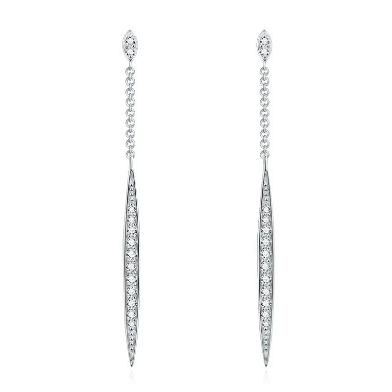 White Gold Plated Moissanite Stud Earring for Women Tassel Classic D Color Ear Stud Lab Diamond 925 Sterling Silver