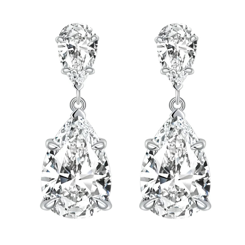 Water Drop 7*11mm  Moissanite Diamond Dangle Earring Total 6.7ct 925 Sterling Silver Wedding Drop Earrings for Women