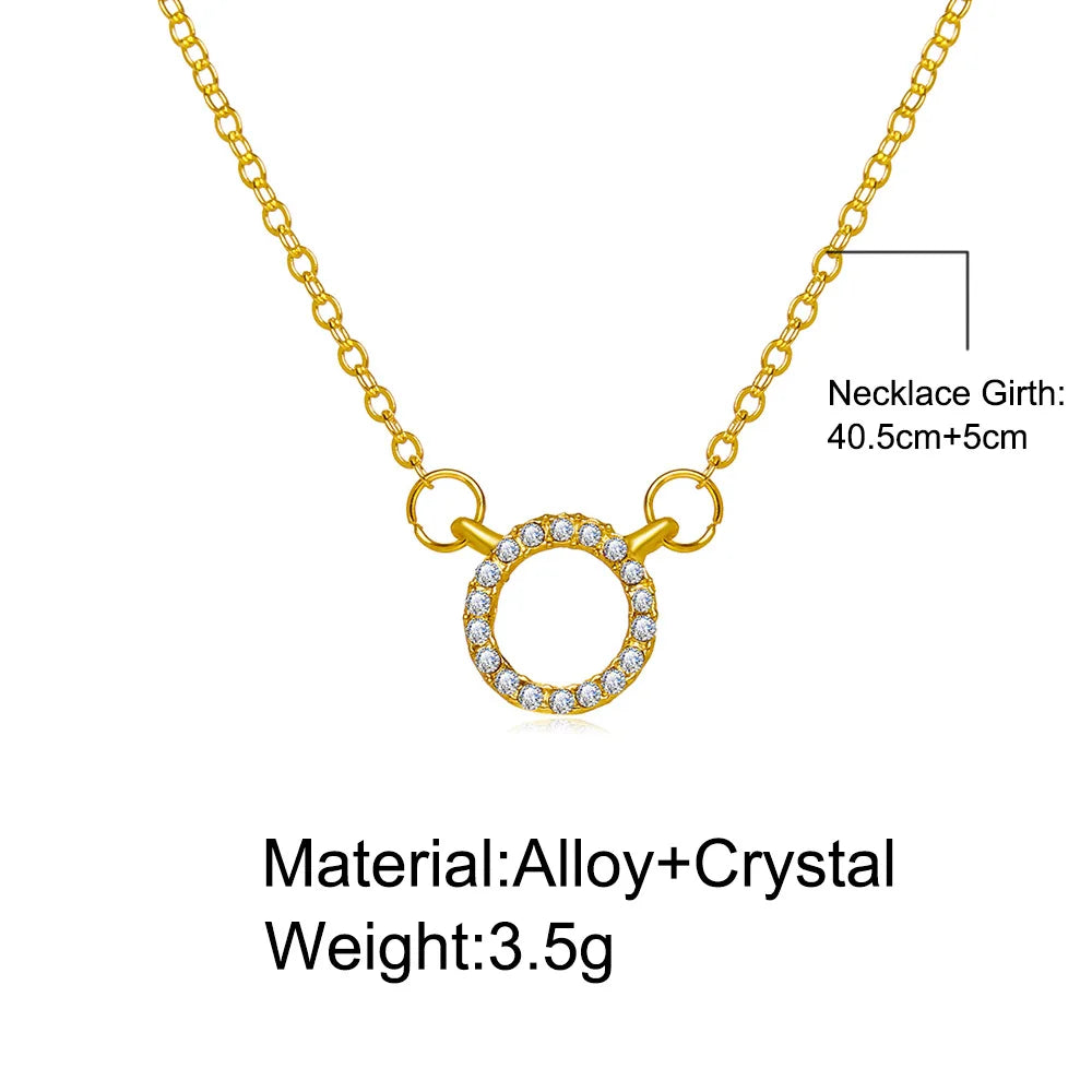 Elegant Jewelry Crystal Circle Pendant Necklace Golden Color Unquie Women Fashion Necklace Wholesale