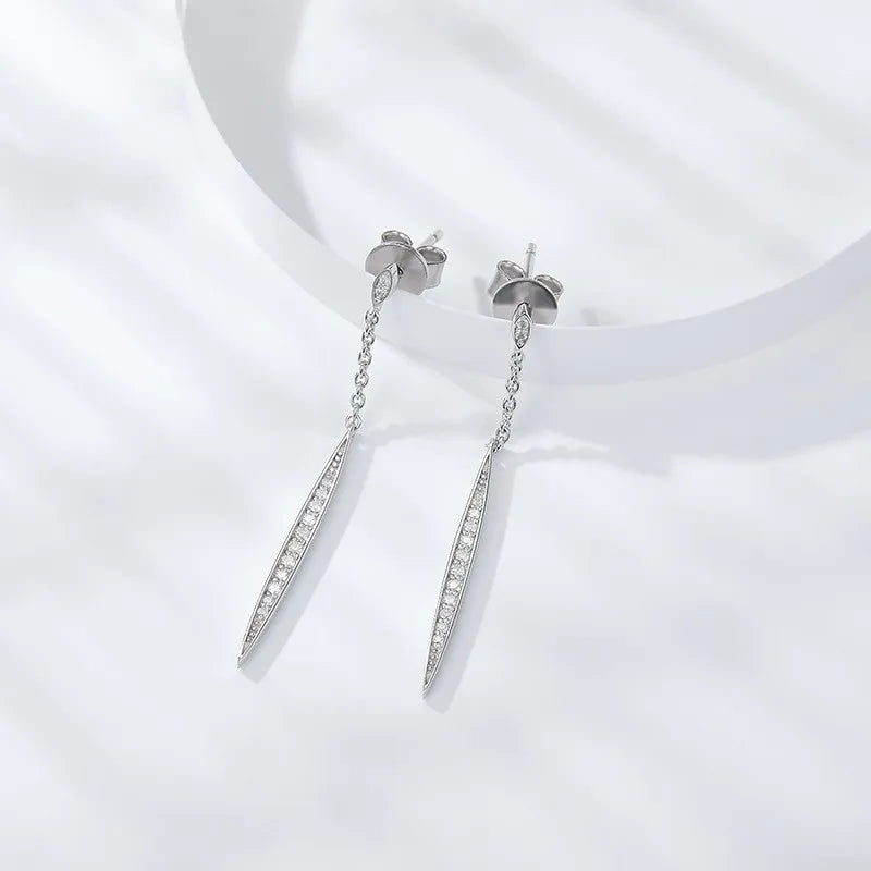 White Gold Plated Moissanite Stud Earring for Women Tassel Classic D Color Ear Stud Lab Diamond 925 Sterling Silver