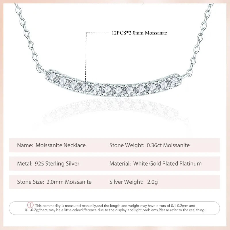 Moissanite Diamond 0.36ct Pendant Necklaces for Women Wedding Party Real 925 Silver Plated White Gold Fine Jewelry