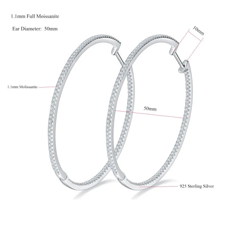 Hoop Earrings for Women 1.1mm Stone Sparkling Diamond Earing 925 Sterling Silver