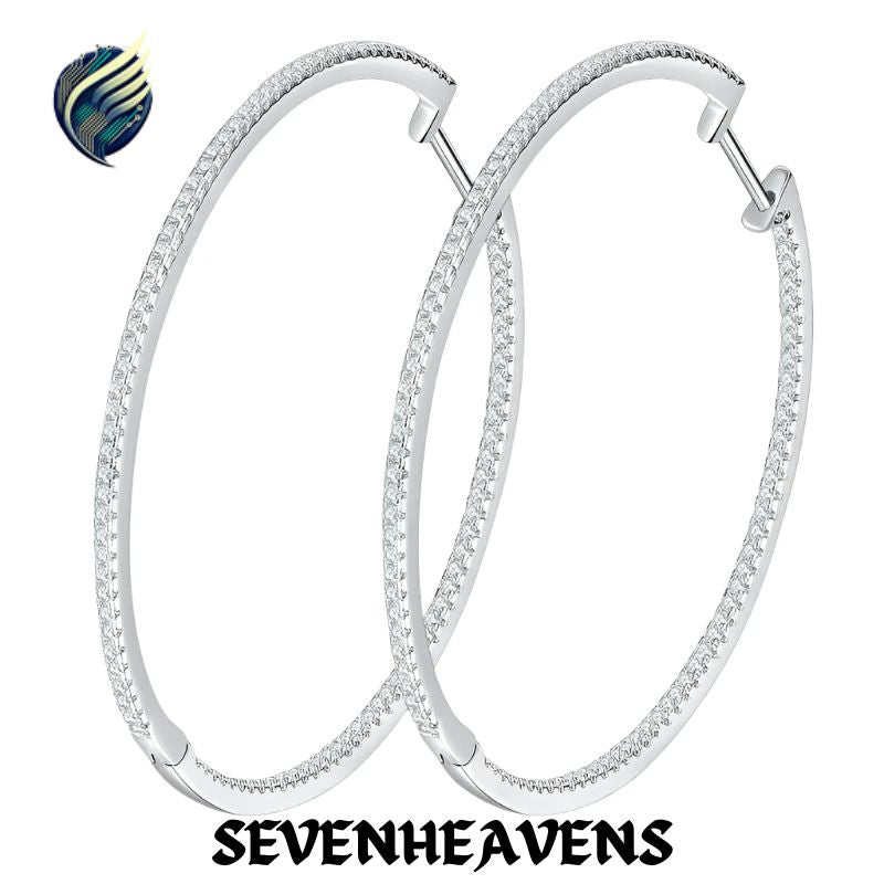 Hoop Earrings for Women 1.1mm Stone Sparkling Diamond Earing 925 Sterling Silver